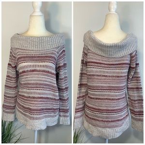 Long sleeve knit sweater cowl neck off shoulder light size L New Directions sexy
